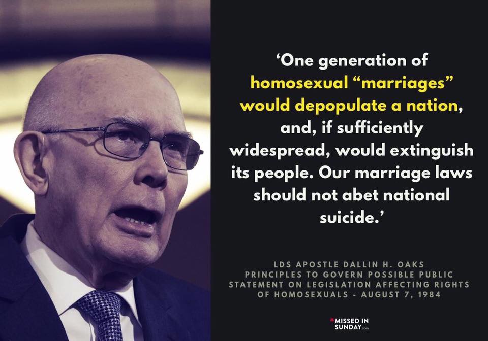 Principles to Govern Possible Public Statement on Legislation Affecting Rights of Homosexuals’ - LDS Apostle Dallin H. Oaks